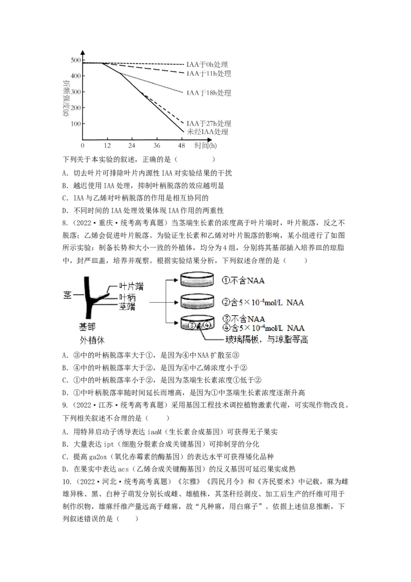 专题27植物生命活动的调节（串讲）（原卷版）_2024年新高考资料_1.2024一轮复习_备战2024年高考生物一轮复习串讲精练（新高考专用）