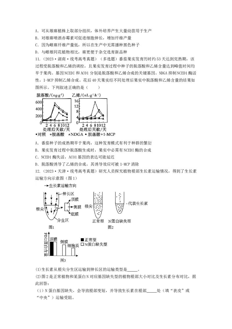 专题27植物生命活动的调节（串讲）（原卷版）_2024年新高考资料_1.2024一轮复习_备战2024年高考生物一轮复习串讲精练（新高考专用）