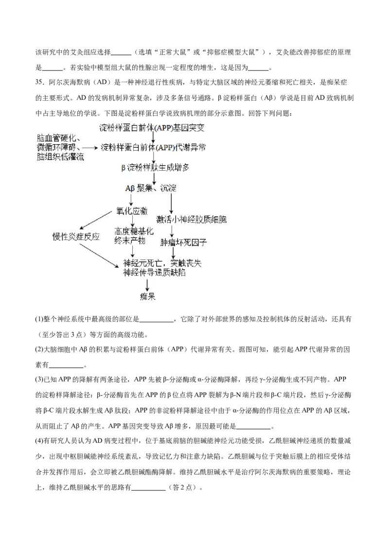 专题26神经调节（原卷版)_2024年新高考资料_3.2024专项复习_备战2024年高考生物一轮复习重难点专项突破_专题26神经调节-备战2024年高考生物一轮复习重难点专项突破