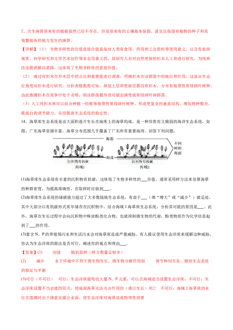 押新高考卷生物与环境（解析版）-备战2024年高考生物临考题号押题（新高考通用）(1)_2024年新高考资料_5.2024三轮冲刺_备战2024年高考生物临考题号押题（新高考通用）322745222