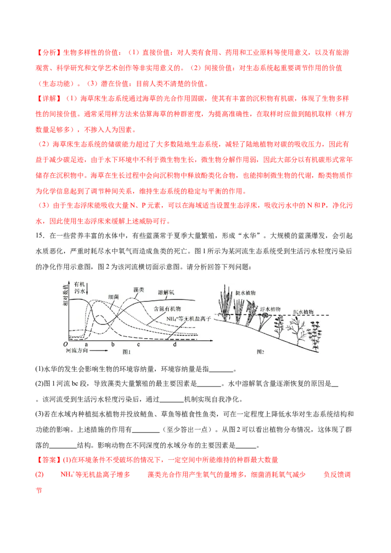 押新高考卷生物与环境（解析版）-备战2024年高考生物临考题号押题（新高考通用）(1)_2024年新高考资料_5.2024三轮冲刺_备战2024年高考生物临考题号押题（新高考通用）322745222