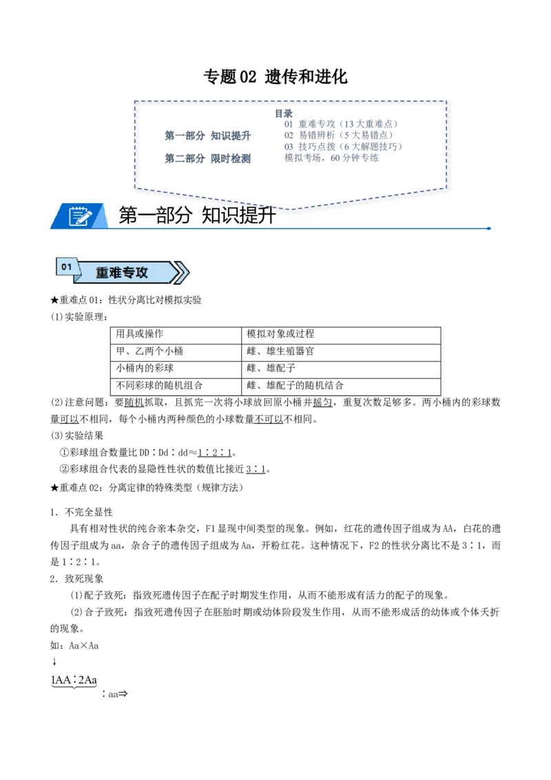 专题02遗传和进化（原卷版）_2024年新高考资料_3.2024专项复习_2024年高考生物热点&middot;重点&middot;难点专练（上海专用）