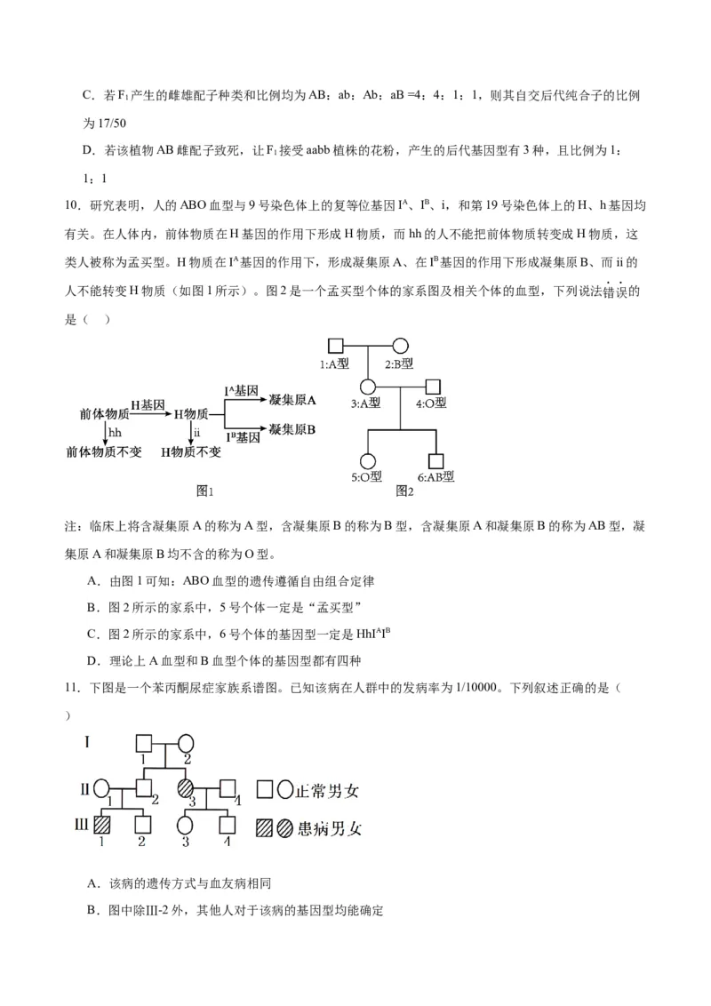 专题17自由组合（原卷版)_2024年新高考资料_3.2024专项复习_备战2024年高考生物一轮复习重难点专项突破_专题17自由组合定律