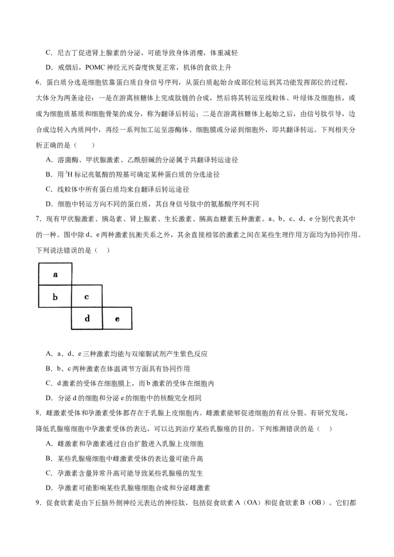 专题27体液调节（原卷版)_2024年新高考资料_3.2024专项复习_备战2024年高考生物一轮复习重难点专项突破_专题27体液调节-备战2024年高考生物一轮复习重难点专项突破