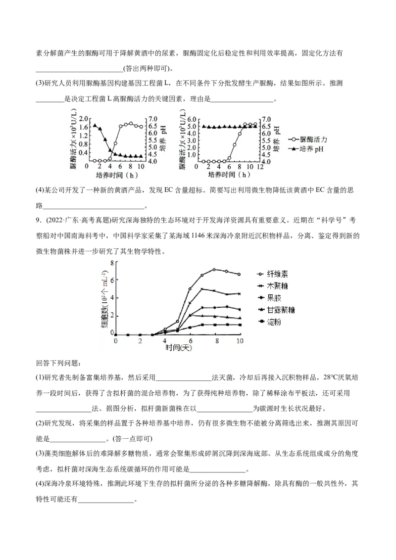 专题13发酵工程-2022年高考真题和模拟题生物分专题训练（学生版）_2024年新高考资料_1.2024一轮复习_赠2022年高考生物真题与模拟题分类