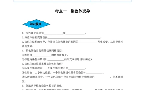 专题21染色体变异与育种（串讲）（原卷版）_2024年新高考资料_1.2024一轮复习_备战2024年高考生物一轮复习串讲精练（新高考专用）