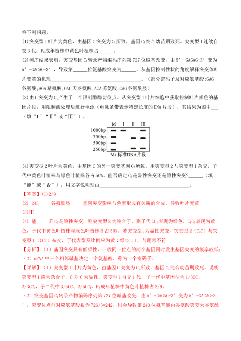 专题07遗传变异（解析版）_2024年新高考资料_2.2024二轮复习_2024年高考生物二轮热点题型归纳与变式演练（新高考通用）