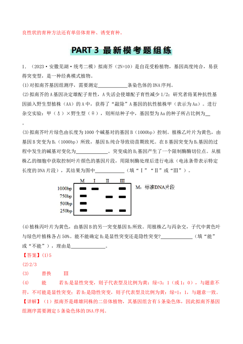 专题07遗传变异（解析版）_2024年新高考资料_2.2024二轮复习_2024年高考生物二轮热点题型归纳与变式演练（新高考通用）