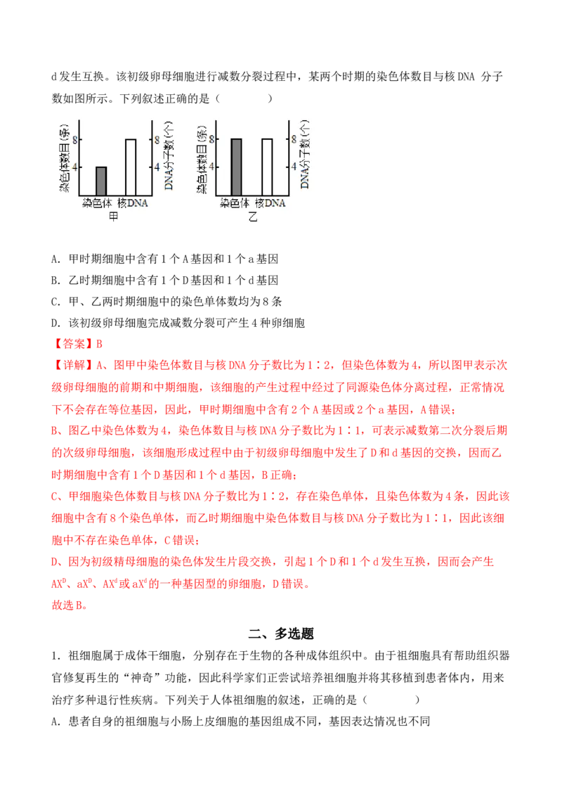 专题05细胞的生命历程（包括减数分裂）（解析版）_2024年新高考资料_3.2024专项复习_备战2024年高考生物一轮复习重难点突破讲解与训练（新教材）