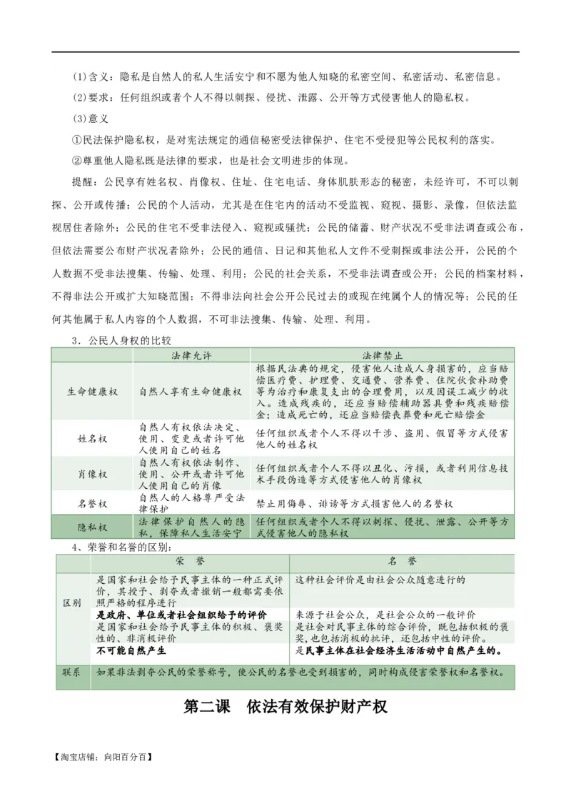 选择性必修二《法律与生活》知识清单-口袋书2024年高考政治一轮复习知识清单（新高考通用）_新高考复习资料_2024年新高考资料_专项复习资料