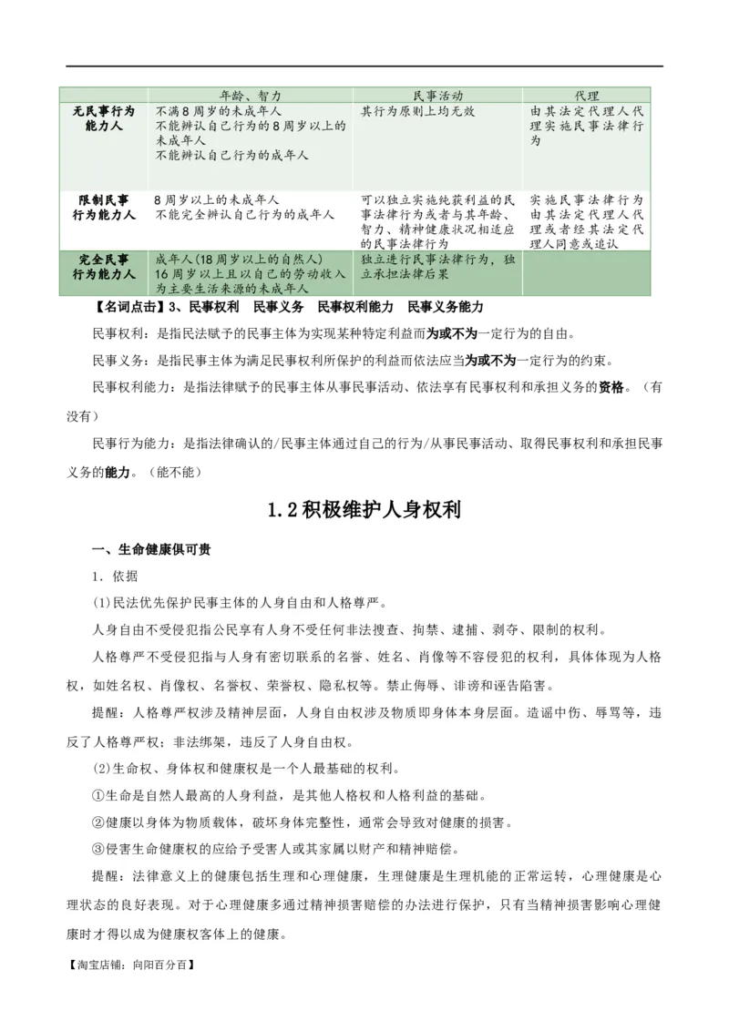 选择性必修二《法律与生活》知识清单-口袋书2024年高考政治一轮复习知识清单（新高考通用）_新高考复习资料_2024年新高考资料_专项复习资料