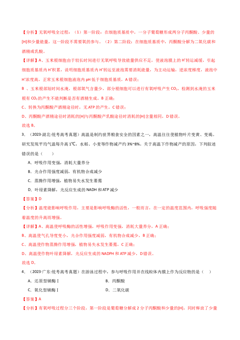 宝典05细胞呼吸和光合作用（解析版）_2024年新高考资料_1.2024一轮复习_2024年高考生物一轮复习知识清单