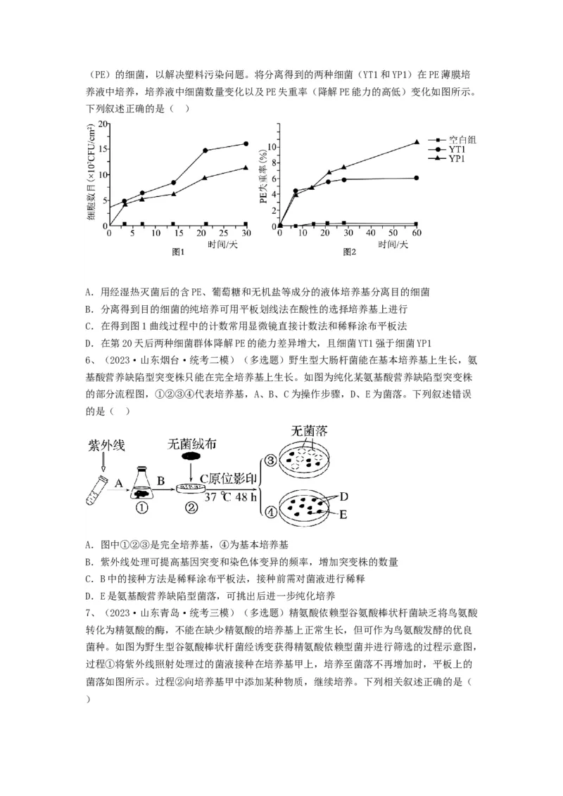 专题35微生物的培养技术及应用（精练）（原卷版）_2024年新高考资料_1.2024一轮复习_备战2024年高考生物一轮复习串讲精练（新高考专用）