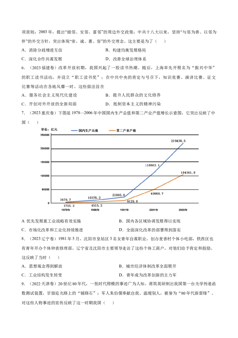 专题12中国特色社会主义（好题冲关）（原卷版）_2025年新高考资料_一轮复习_备战2025年高考历史一轮复习考点帮（新高考通用）
