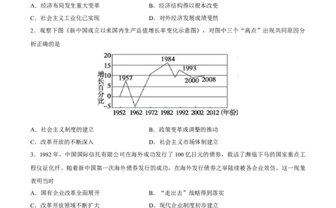 专题12中国特色社会主义（好题冲关）（原卷版）_2025年新高考资料_一轮复习_备战2025年高考历史一轮复习考点帮（新高考通用）
