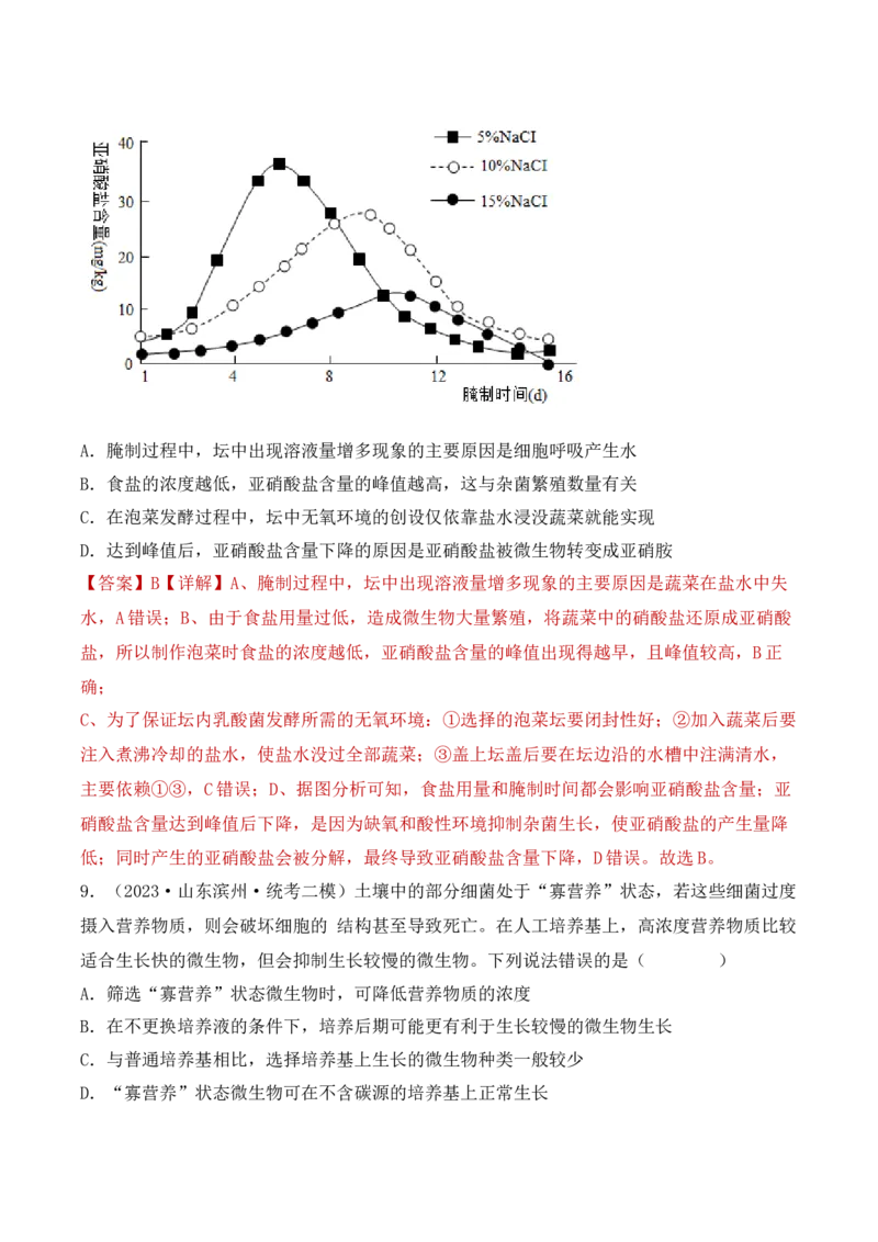 专题15发酵技术与微生物的实验室培养（解析版）_2024年新高考资料_3.2024专项复习_备战2024年高考生物一轮复习重难点突破讲解与训练（新教材）