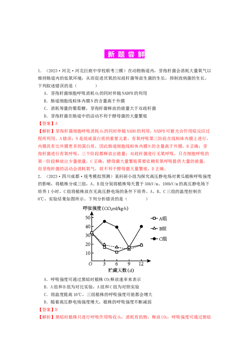 专题09光合作用和呼吸作用（解析版）_2024年新高考资料_1.2024一轮复习_备战2024年高考生物一轮复习抢分特训（全国通用）