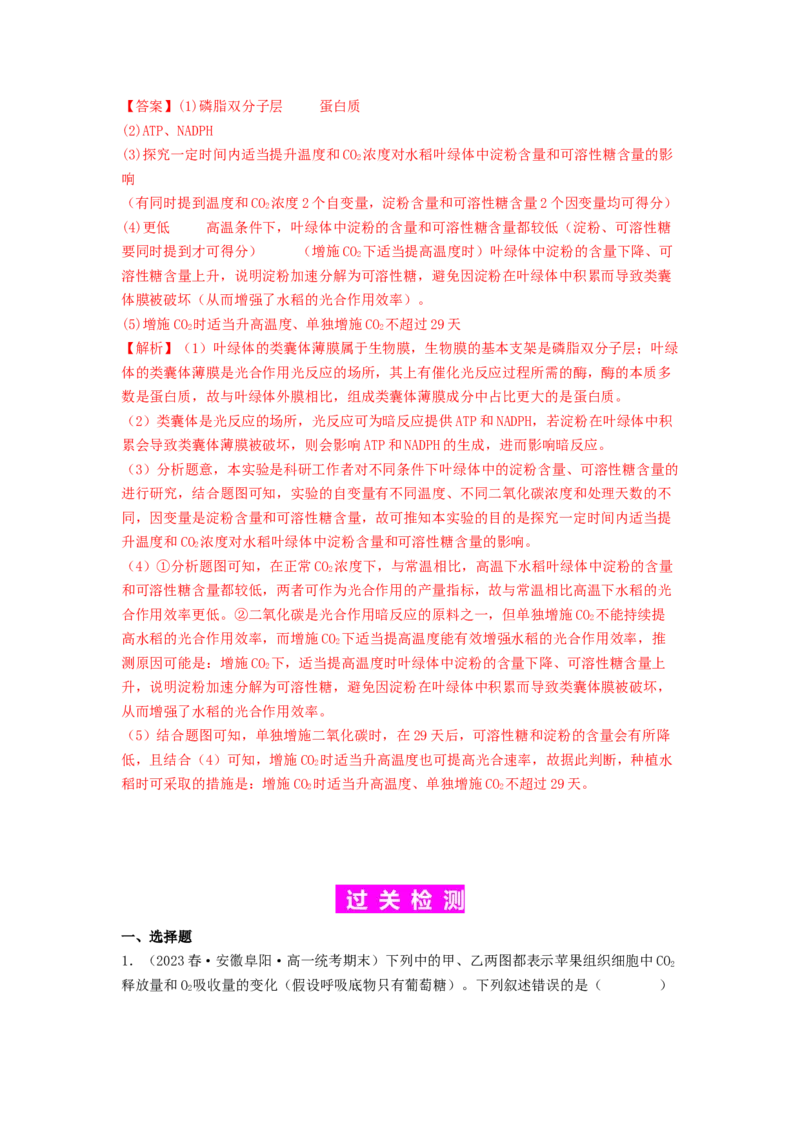 专题09光合作用和呼吸作用（解析版）_2024年新高考资料_1.2024一轮复习_备战2024年高考生物一轮复习抢分特训（全国通用）