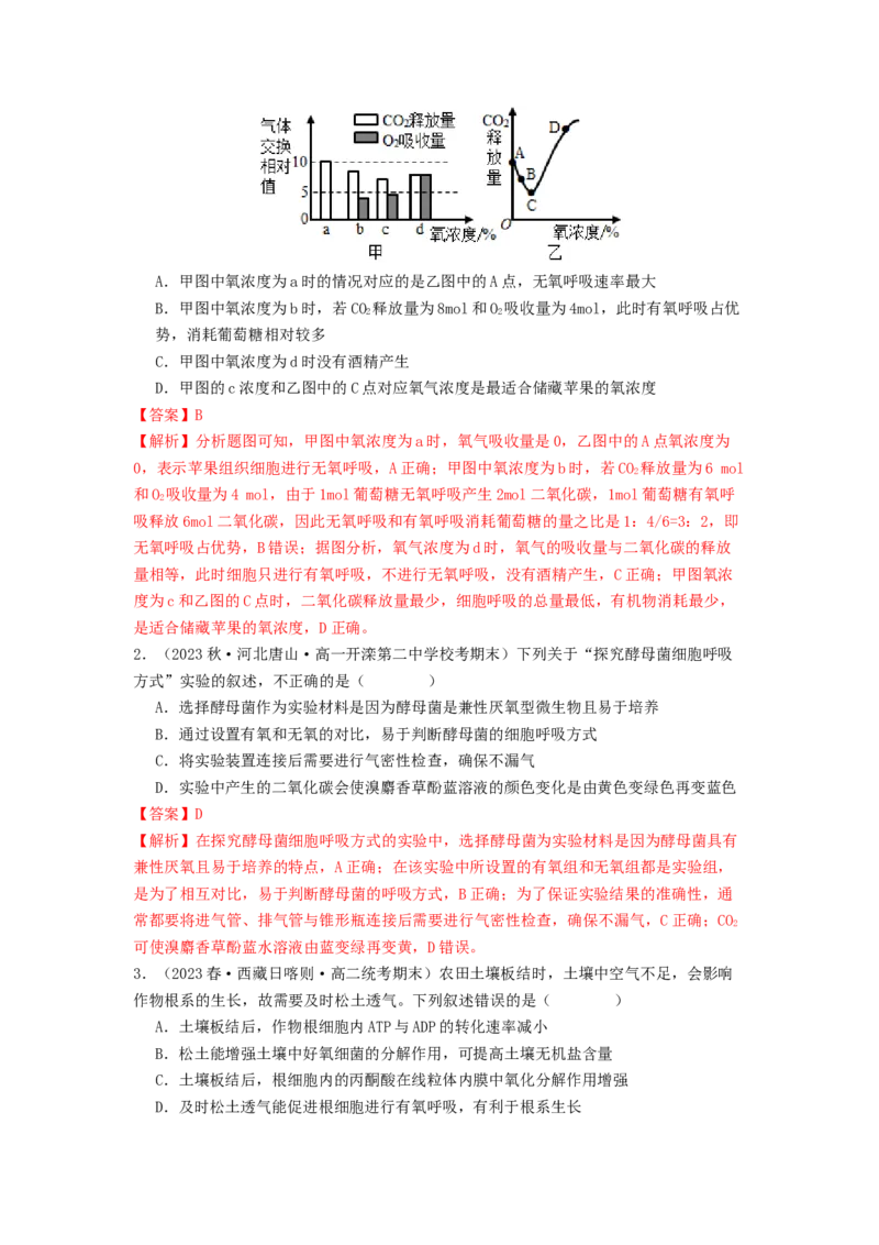 专题09光合作用和呼吸作用（解析版）_2024年新高考资料_1.2024一轮复习_备战2024年高考生物一轮复习抢分特训（全国通用）