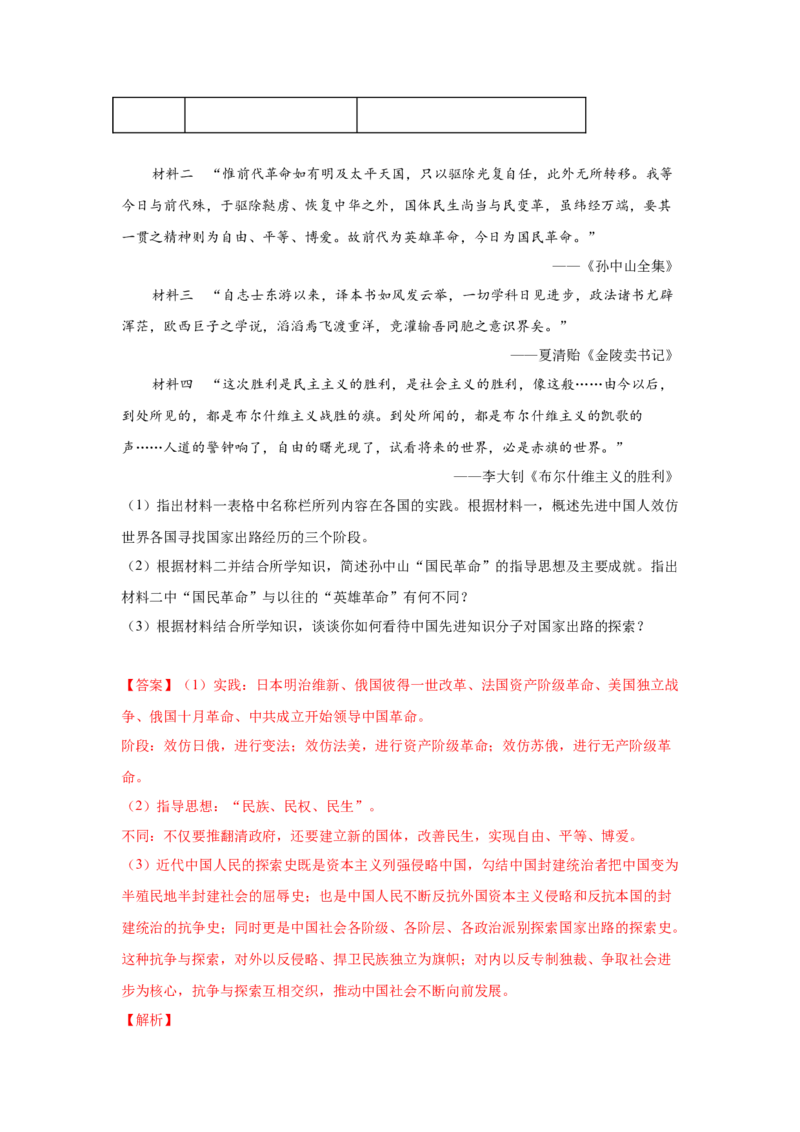 2023届高考历史一轮复习双测卷&mdash;&mdash;近现代中国的先进思想B卷(word版含解析）_07高考历史_通用版（老高考）复习资料_2023年复习资料_2023届高考历史一轮复习双测卷（解析版）