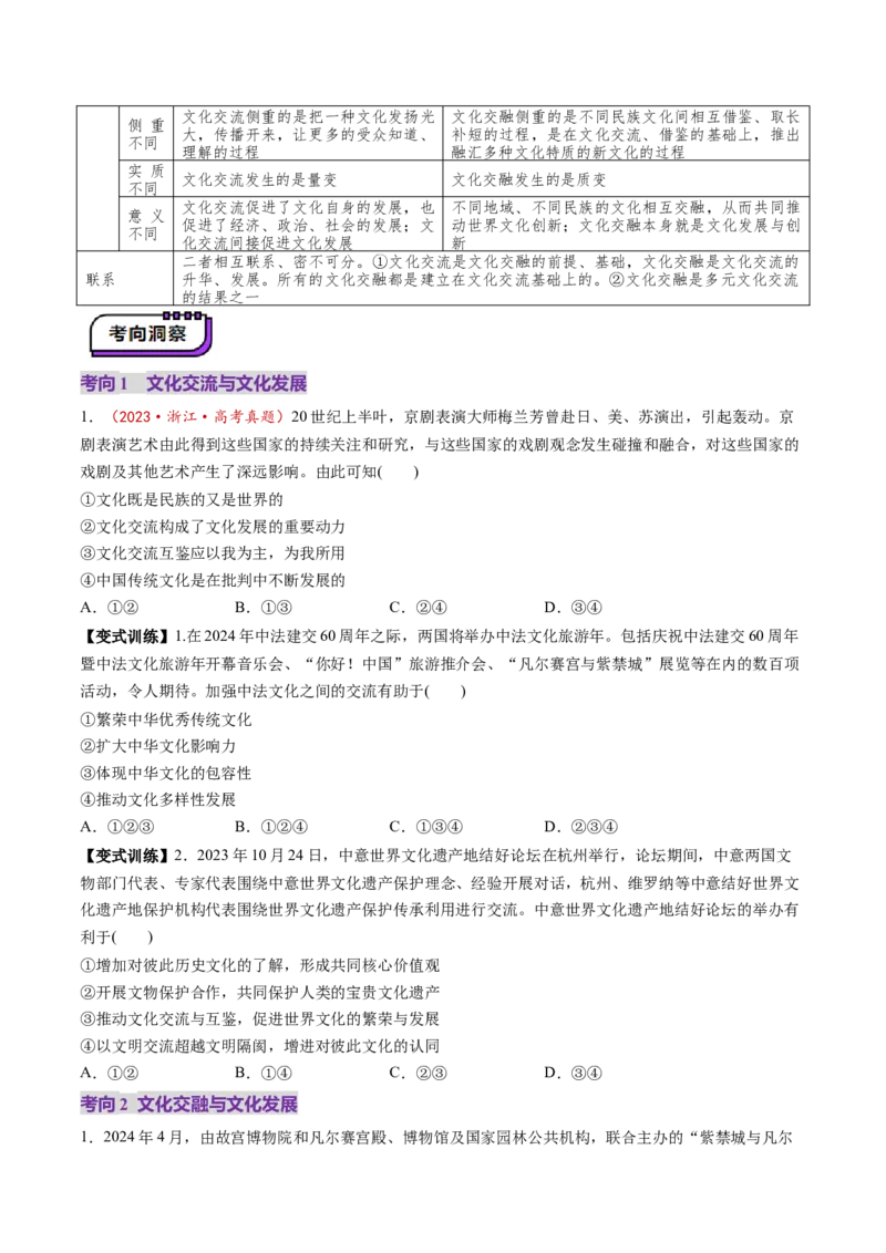 第25讲学习借鉴外来文化有有益成果（讲义）（原卷版）_新高考复习资料_2025年新高考资料_2025年高考政治一轮复习讲练测（新教材新高考）