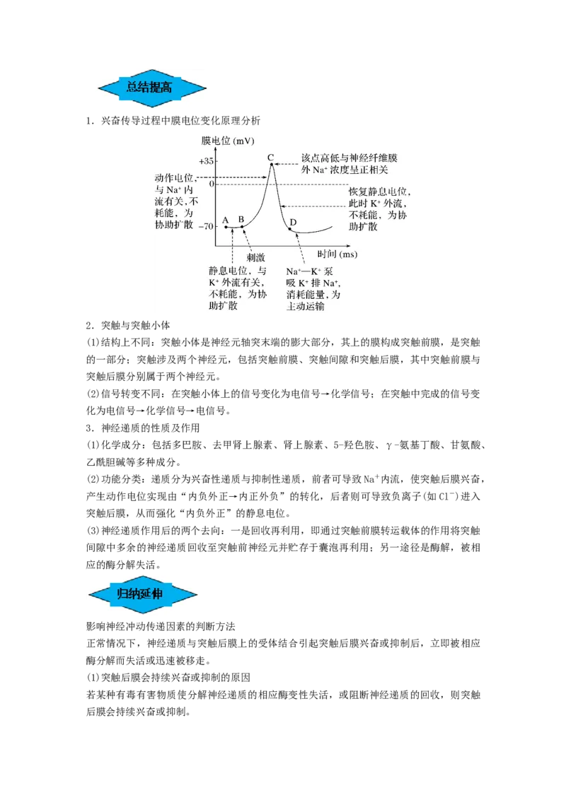 专题24神经调节（串讲）（解析版）_2024年新高考资料_1.2024一轮复习_备战2024年高考生物一轮复习串讲精练（新高考专用）