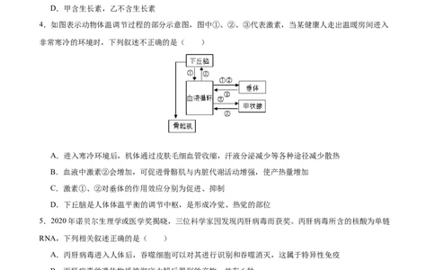 专题六稳态与调节（测试）（原卷版）_2024年新高考资料_2.2024二轮复习_2024年高考生物二轮复习讲练测（新教材新高考）