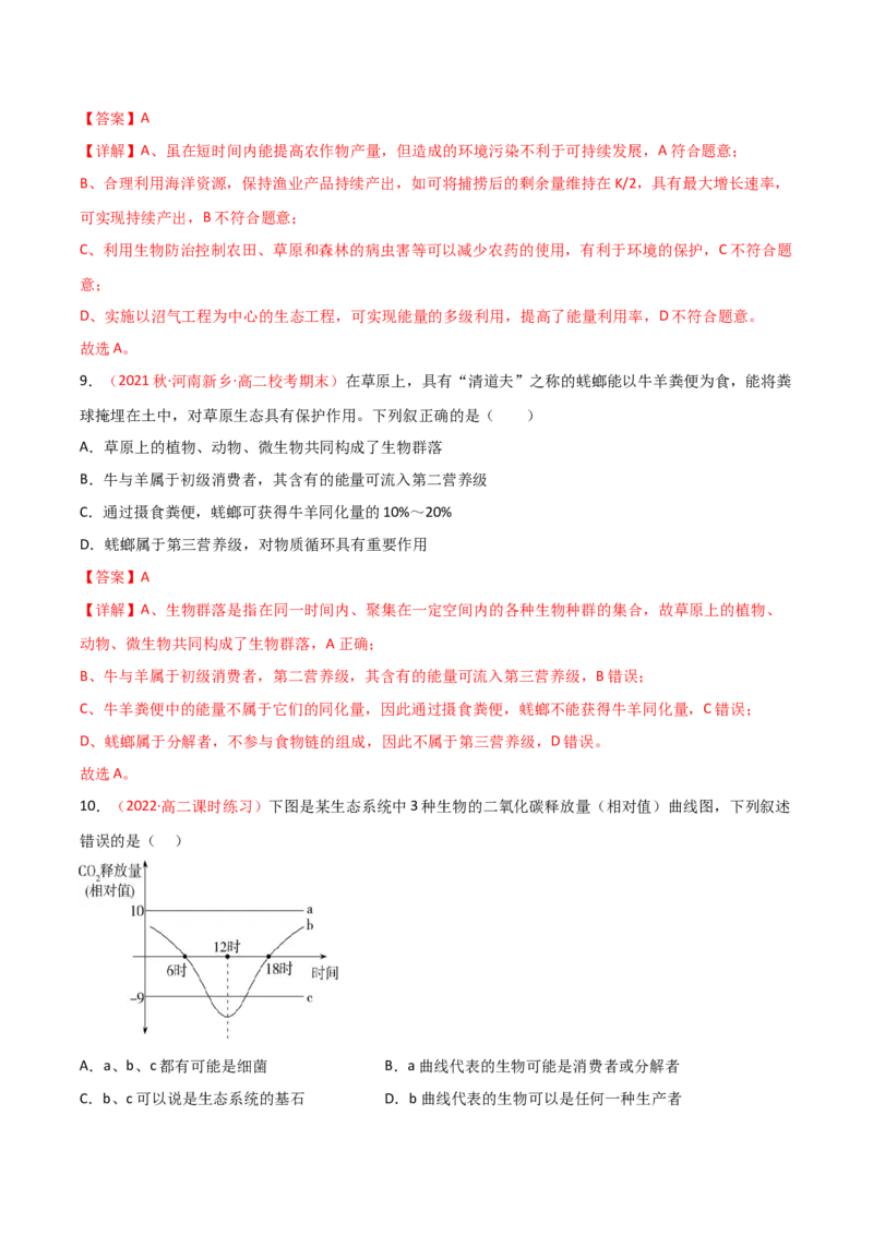 专题14生态系统与生态系统保护（解析版）_2024年新高考资料_3.2024专项复习_备战2024年高考生物一轮复习重难点突破讲解与训练（新教材）