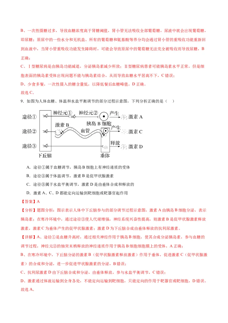 专题28体液调节与神经调节的关系（解析版)_2024年新高考资料_3.2024专项复习_备战2024年高考生物一轮复习重难点专项突破