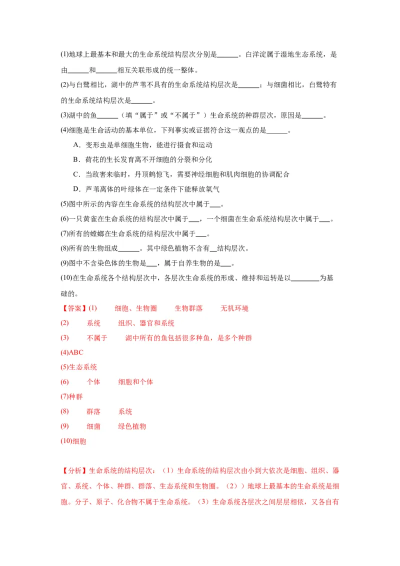 专题1走近细胞（解析版)_2024年新高考资料_3.2024专项复习_备战2024年高考生物一轮复习重难点专项突破_专题01走近细胞-备战2024年高考生物一轮复习重难点专项突破