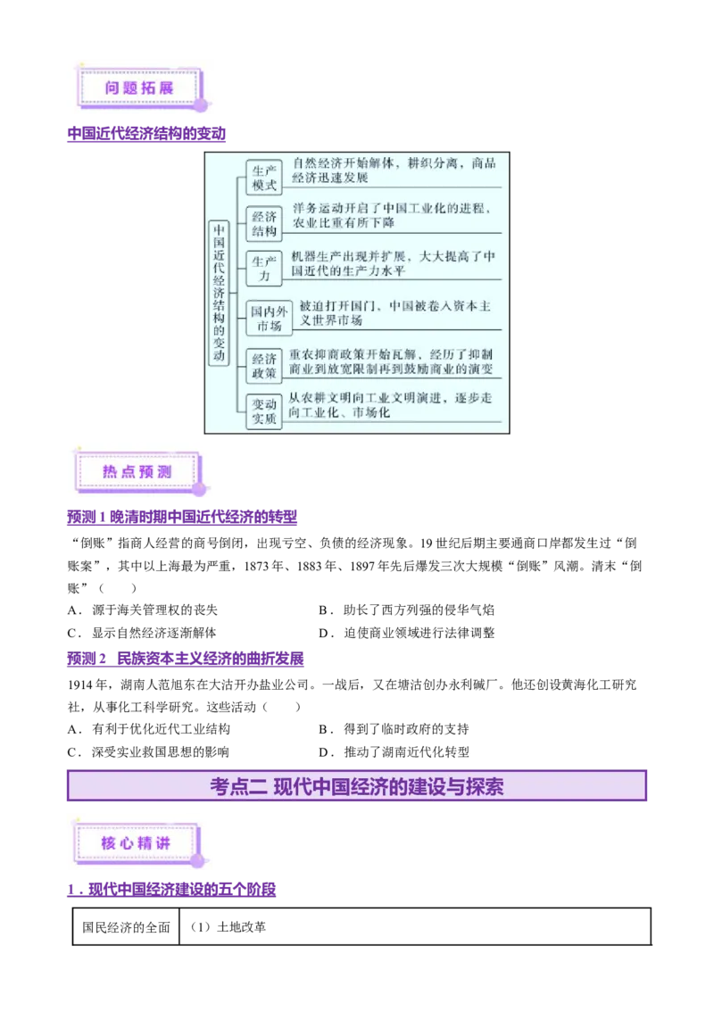 专题07冲击转型&mdash;中国近现代的经济转型与社会生活变迁（讲义）（原卷版）_2025年新高考资料_二轮复习_上好课2025年高考历史二轮复习讲练测（新高考通用）3379861