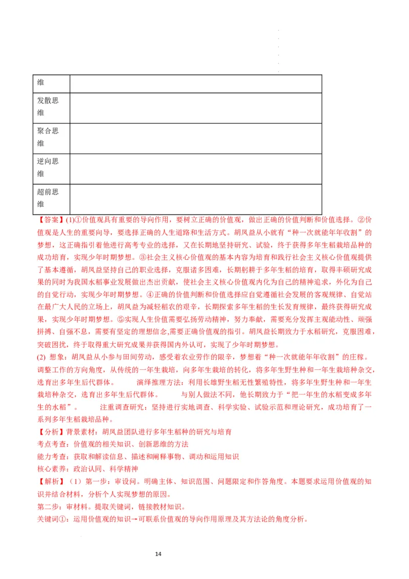 第13课创新思维要力求超前（练习）（解析版）_新高考复习资料_2024年新高考资料_一轮复习资料_完2024年高考政治一轮复习讲练测（课件+讲义+练习）（新教材新高考）_选择性必修3