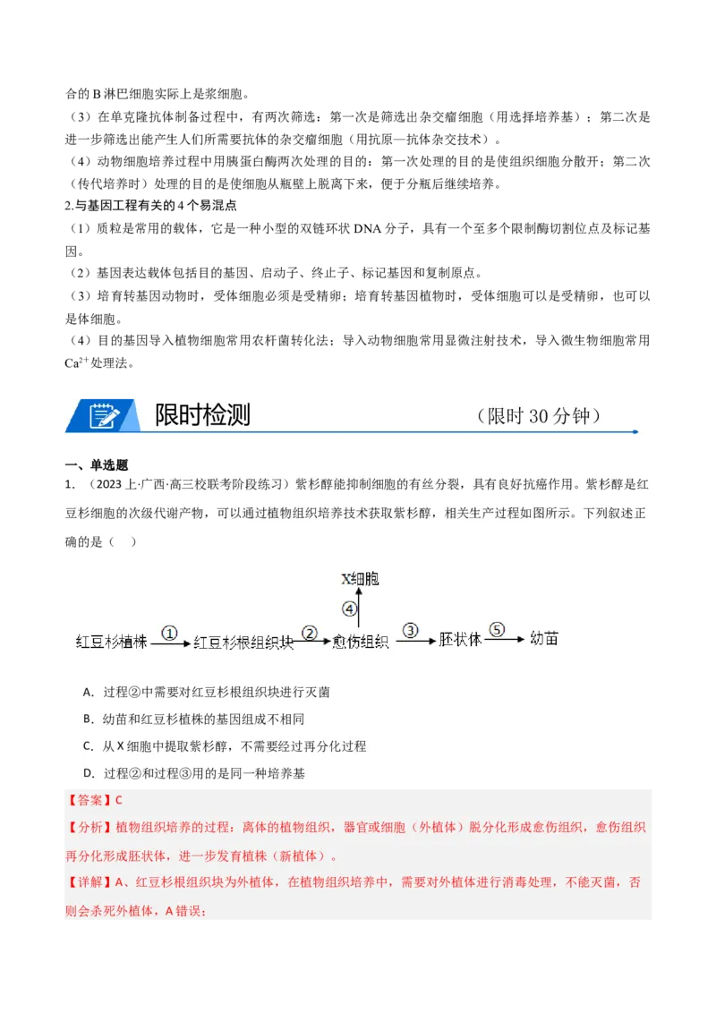 专题12细胞工程与基因工程（解析版）_2024年新高考资料_3.2024专项复习_2024年高考生物热点&middot;重点&middot;难点专练（新高考专用）