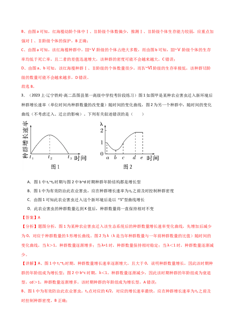 专题09种群和群落（解析版）_2024年新高考资料_3.2024专项复习_2024年高考生物热点&middot;重点&middot;难点专练（新高考专用）