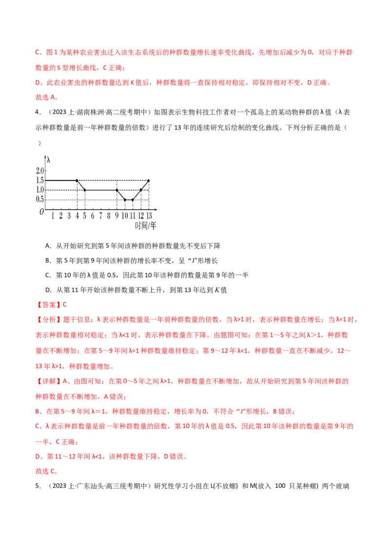 专题09种群和群落（解析版）_2024年新高考资料_3.2024专项复习_2024年高考生物热点&middot;重点&middot;难点专练（新高考专用）