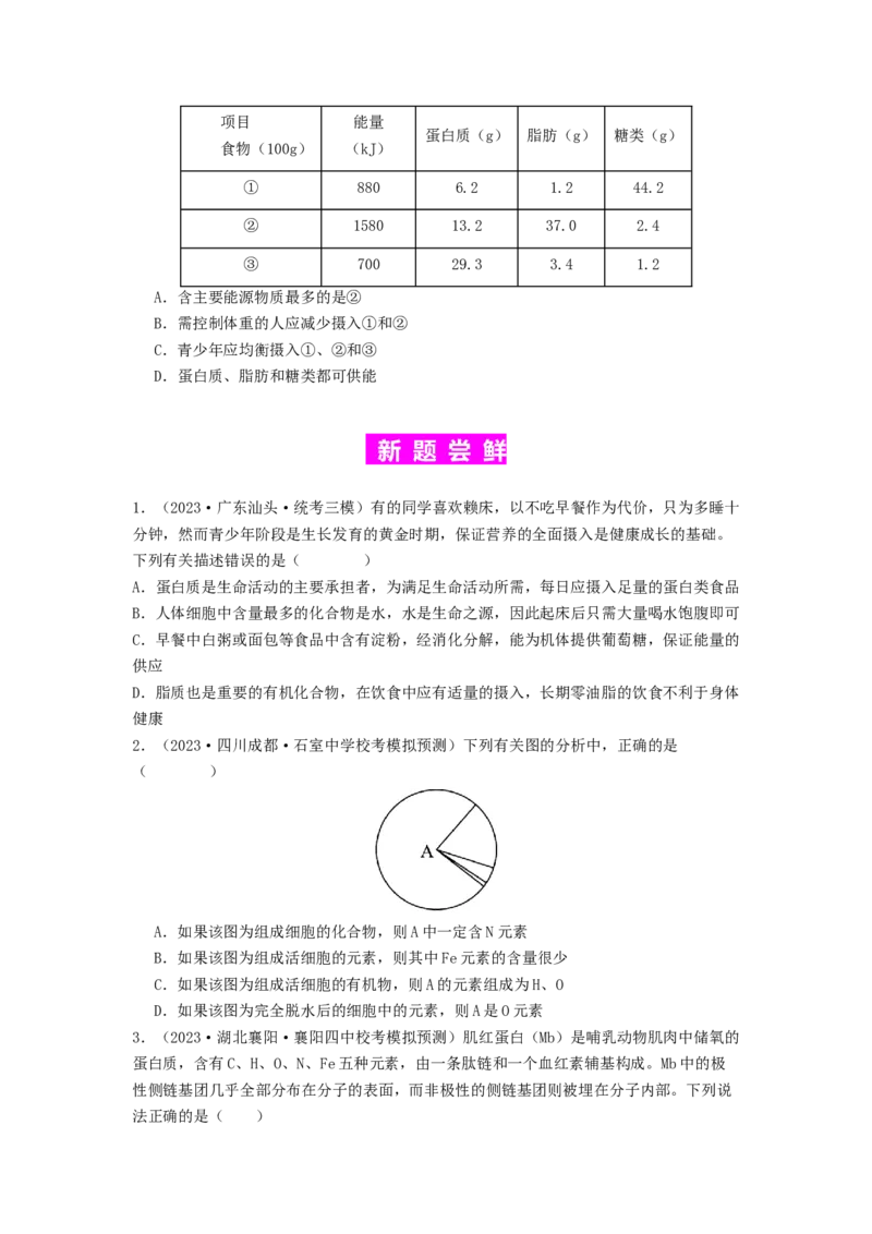 专题03蛋白质（原卷版）_2024年新高考资料_1.2024一轮复习_备战2024年高考生物一轮复习抢分特训（全国通用）_专题03蛋白质-备战2024年高考生物一轮复习抢分特训（全国通用）