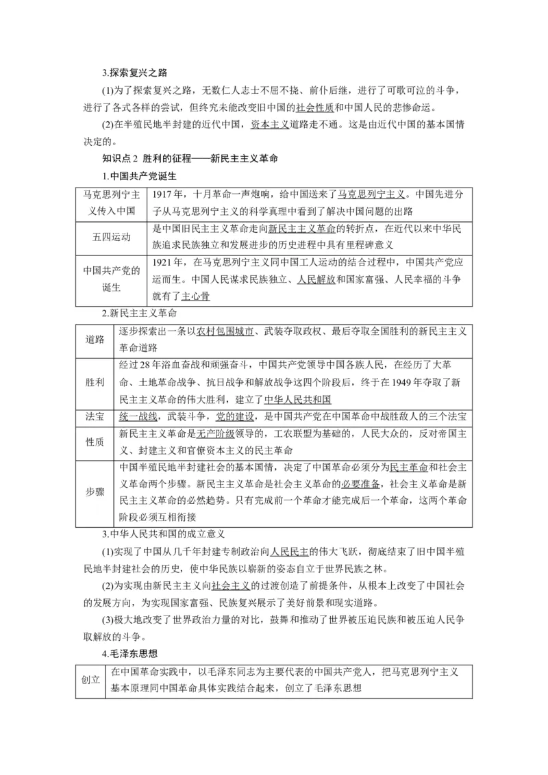 第02课只有社会主义才能救中国（讲义）（原卷版）_新高考复习资料_2024年新高考资料_一轮复习资料_完2024年高考政治一轮复习讲练测（课件+讲义+练习）（新教材新高考）_必修1
