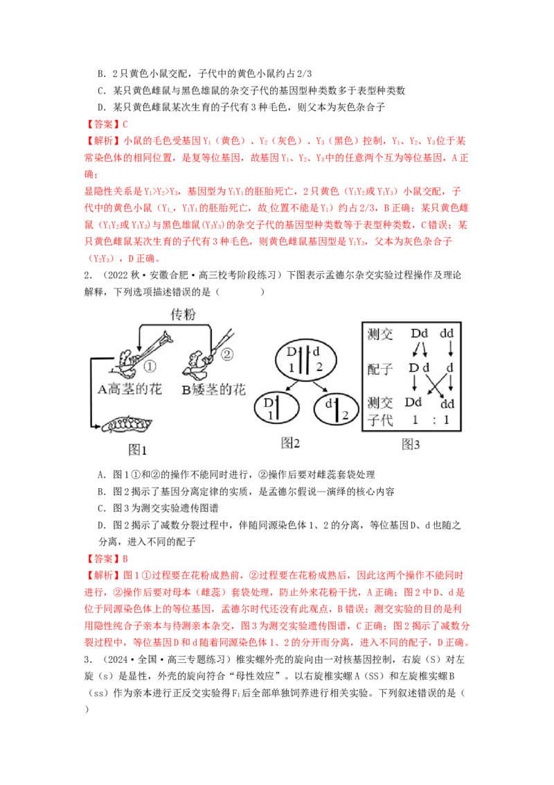 专题12遗传规律（解析版）_2024年新高考资料_1.2024一轮复习_备战2024年高考生物一轮复习抢分特训（全国通用）_专题12+遗传规律-备战2024年高考生物一轮复习抢分特训（全国通用）