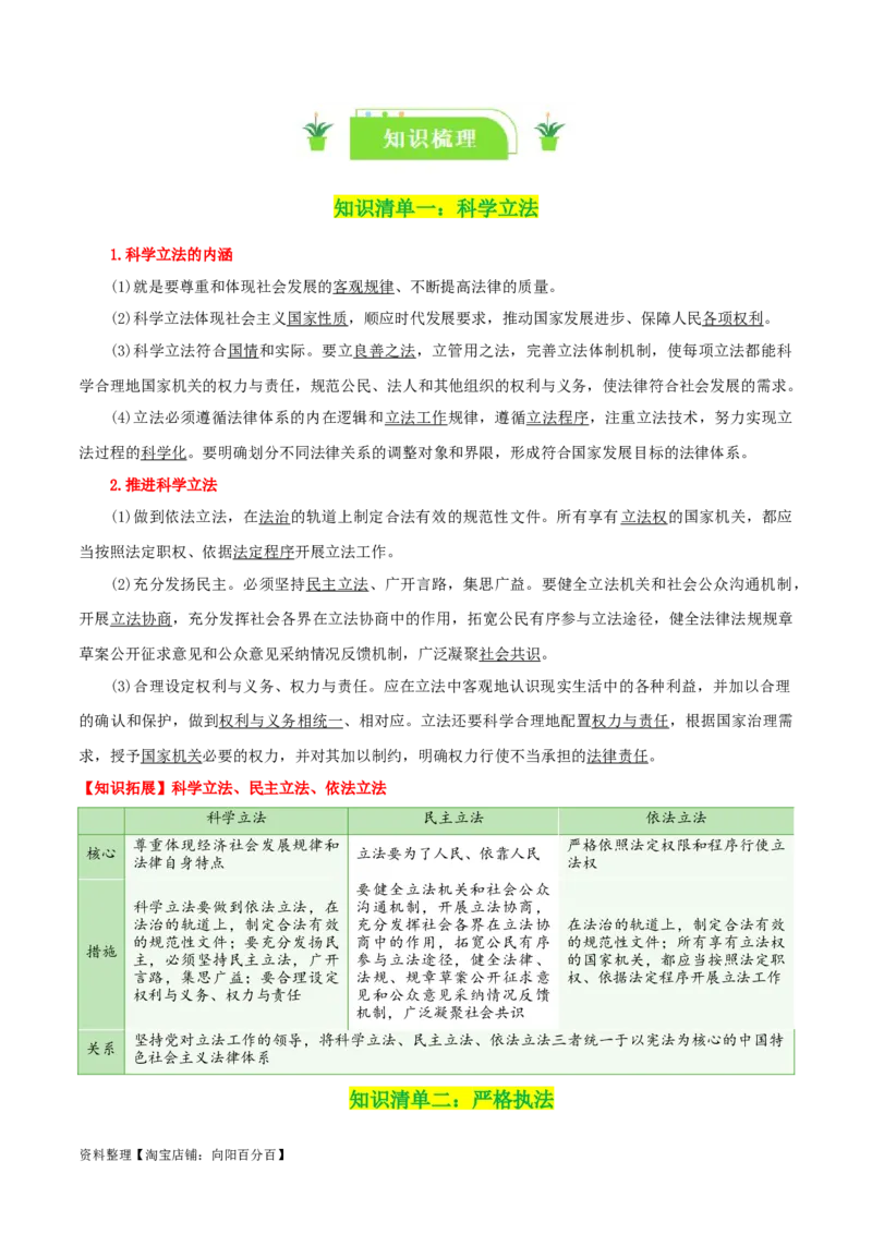专题17全面依法治国的基本要求_新高考复习资料_2024年新高考资料_一轮复习资料_口袋书2024年高考政治一轮复习知识清单（新高考通用）
