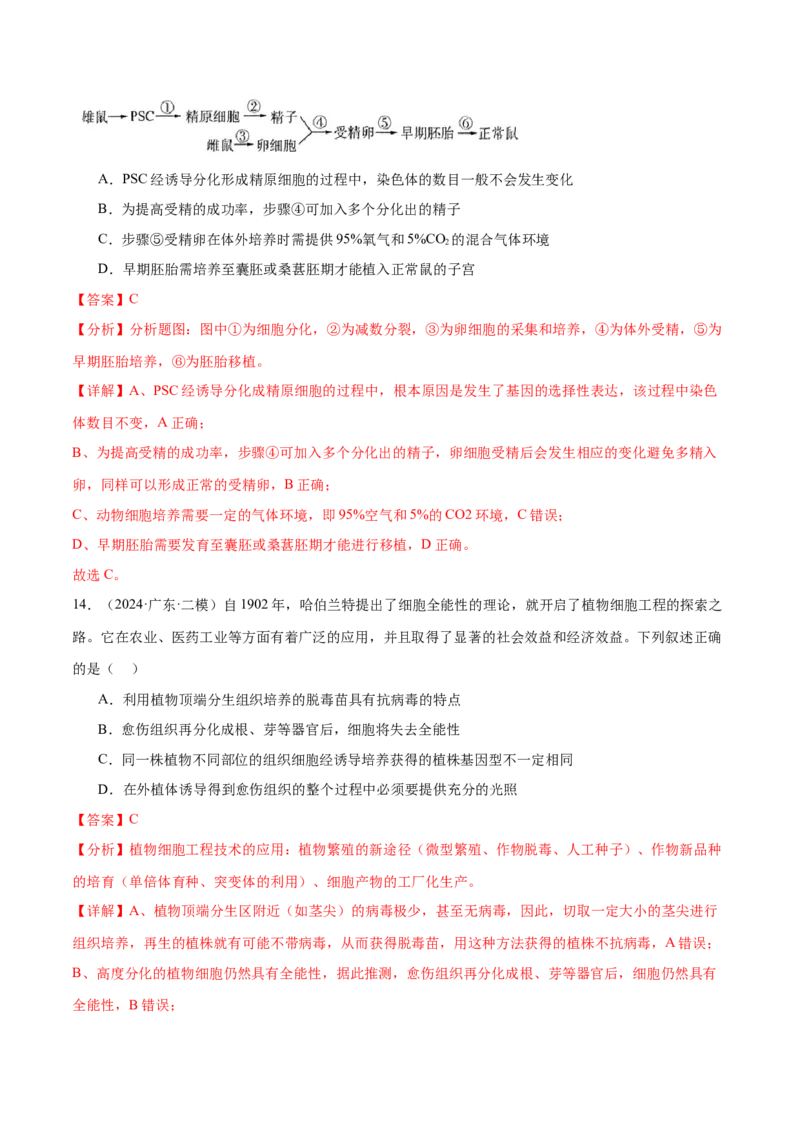押广东卷选择题生物技术与工程（解析版）_2024年新高考资料_5.2024三轮冲刺_备战2024年高考生物临考题号押题（广东专用）323137816