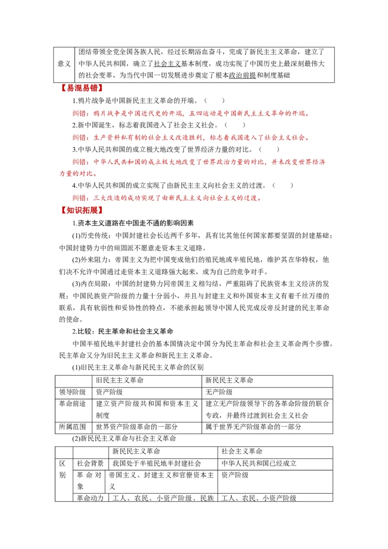 第02课只有社会主义才能救中国（讲义）（解析版）_新高考复习资料_2024年新高考资料_一轮复习资料_完2024年高考政治一轮复习讲练测（课件+讲义+练习）（新教材新高考）_必修1