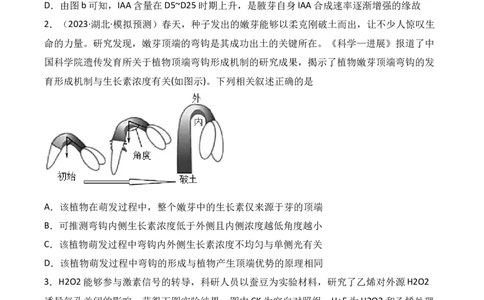 专题12植物的激素调节（原卷版）_2024年新高考资料_3.2024专项复习_备战2024年高考生物一轮复习重难点突破讲解与训练（新教材）