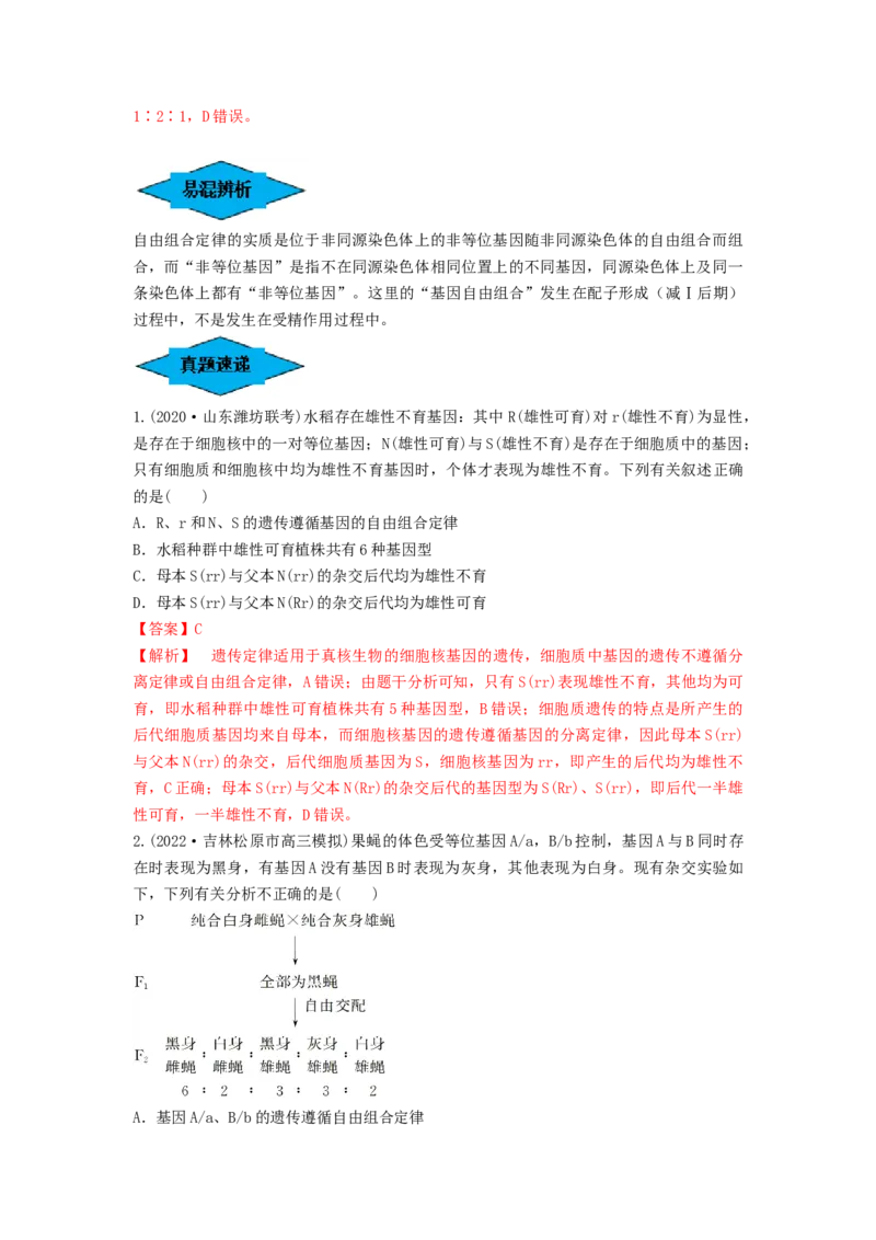 专题15基因的自由组合定律（串讲）（解析版）_2024年新高考资料_1.2024一轮复习_备战2024年高考生物一轮复习串讲精练（新高考专用）