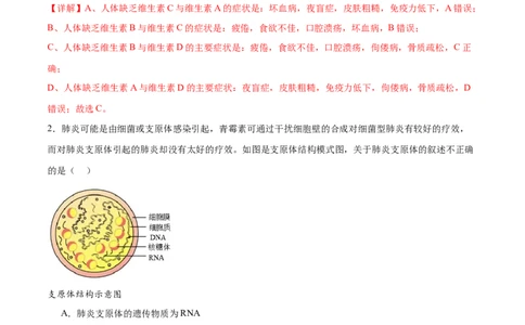 专题一细胞的物质基础和结构基础（测试）（解析版）_2024年新高考资料_2.2024二轮复习_2024年高考生物二轮复习讲练测（新教材新高考）