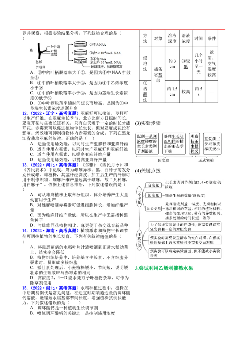 押新高考卷植物生命活动的调节（原卷版）-备战2024年高考生物临考题号押题（新高考通用）_2024年新高考资料_5.2024三轮冲刺_备战2024年高考生物临考题号押题（新高考通用）322745222