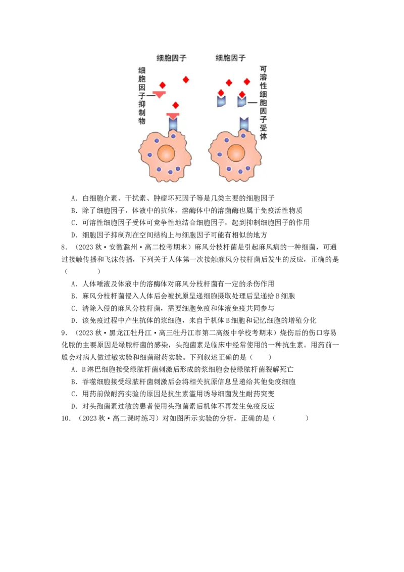 专题17体液调节和免疫调节（原卷版）_2024年新高考资料_1.2024一轮复习_备战2024年高考生物一轮复习抢分特训（全国通用）
