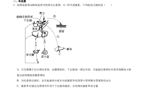 专题31动物生命活动调节的综合分析（解析版)_2024年新高考资料_3.2024专项复习_备战2024年高考生物一轮复习重难点专项突破