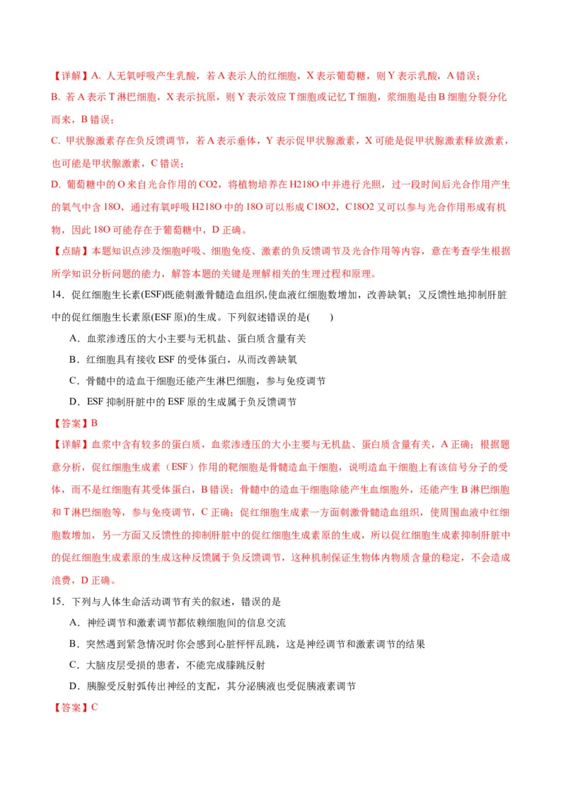 专题31动物生命活动调节的综合分析（解析版)_2024年新高考资料_3.2024专项复习_备战2024年高考生物一轮复习重难点专项突破