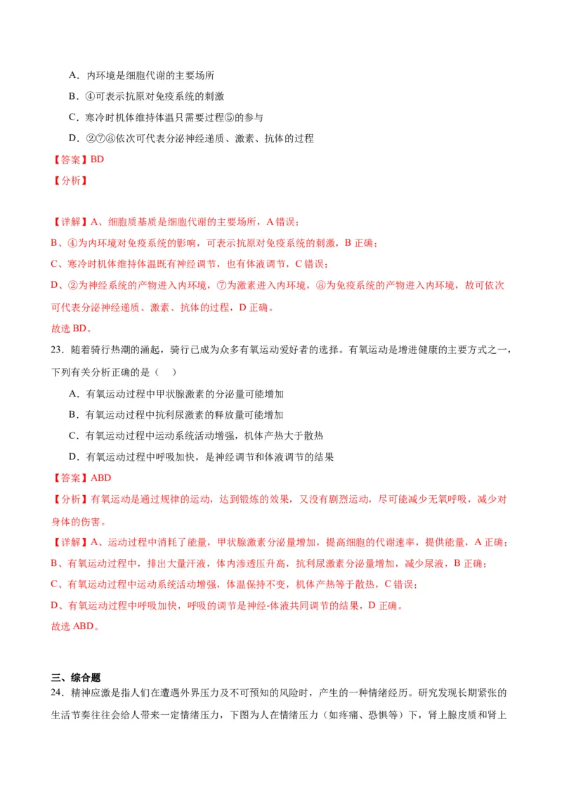 专题31动物生命活动调节的综合分析（解析版)_2024年新高考资料_3.2024专项复习_备战2024年高考生物一轮复习重难点专项突破