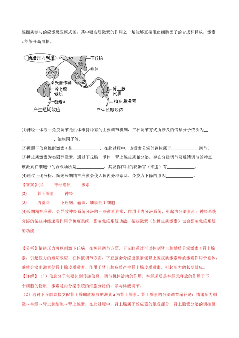 专题31动物生命活动调节的综合分析（解析版)_2024年新高考资料_3.2024专项复习_备战2024年高考生物一轮复习重难点专项突破